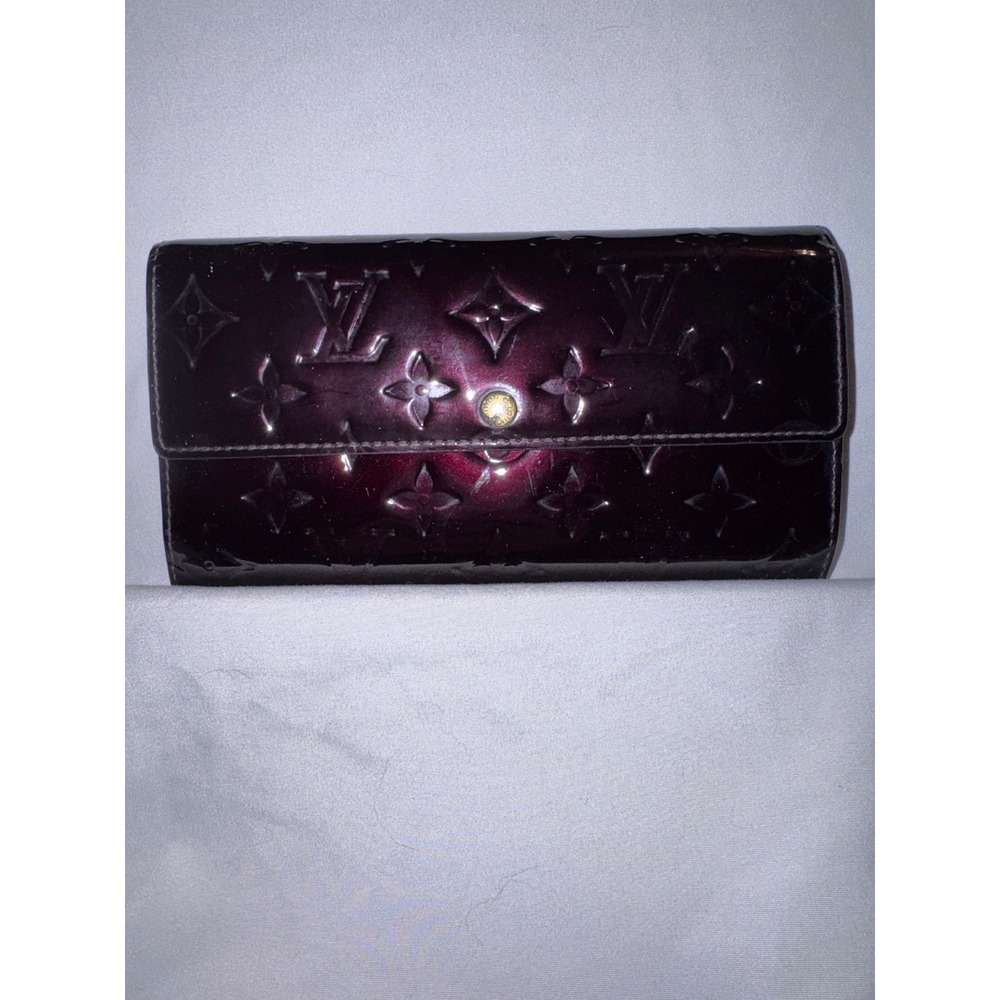 Louis Vuitton Sarah Wallet Monogram Vernis Patent Leather Burgundy Plum Purple - Picture 8 of 8